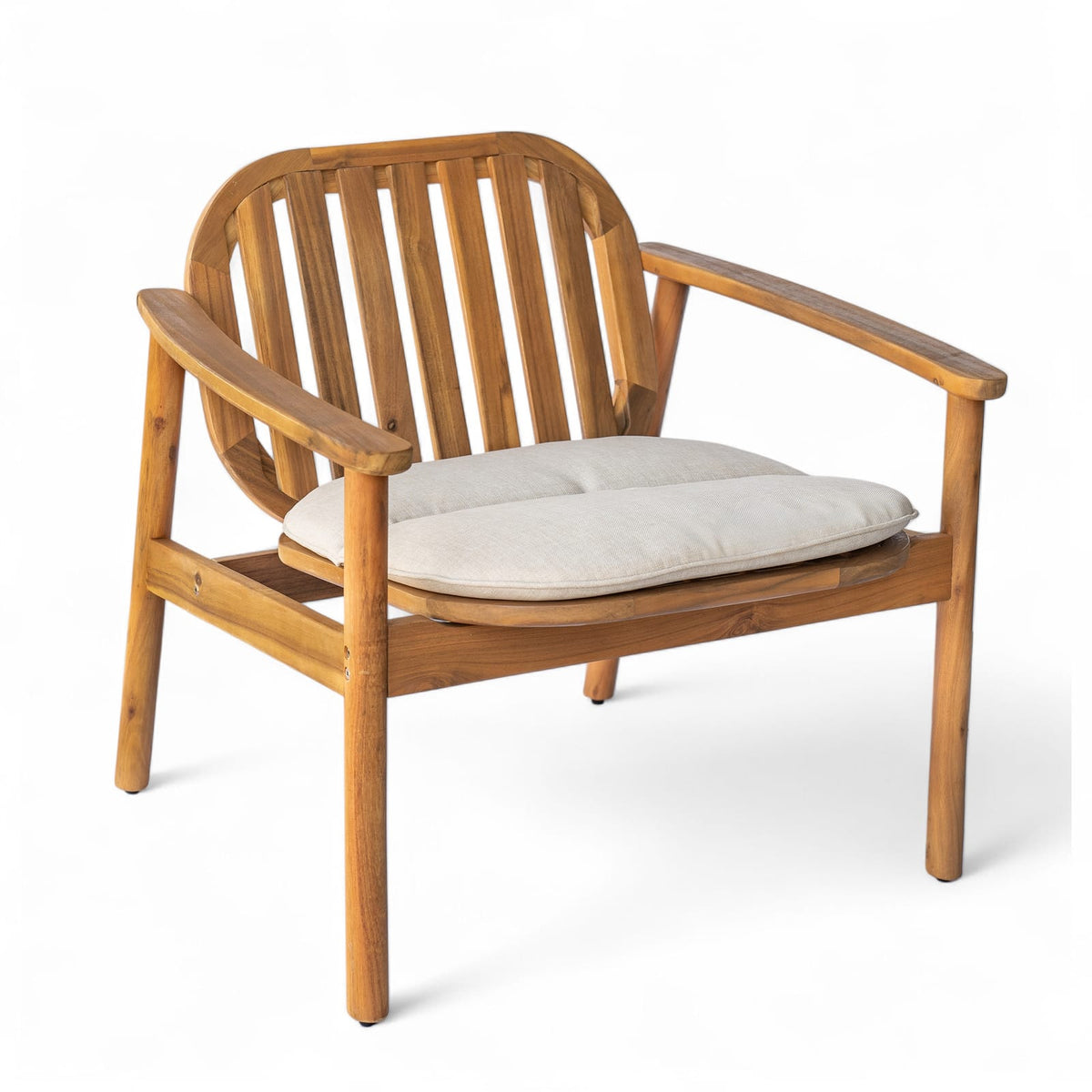 Teak Beige Acacia Wood Patio Club Chair Set of 2