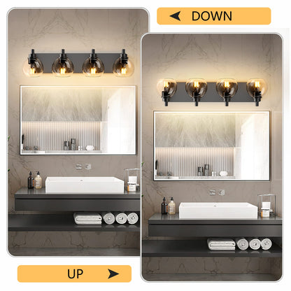 Black Iron Bathroom Vanity Light - 4 Lights Over Mirror