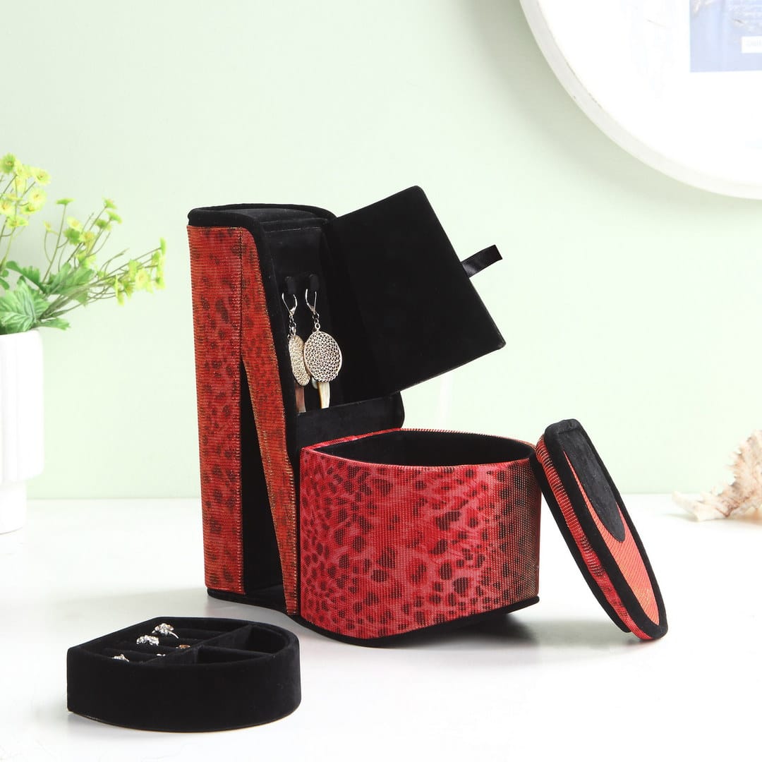 9" Tall Jewelry Storage Box Multicolor PU Display Cabinet