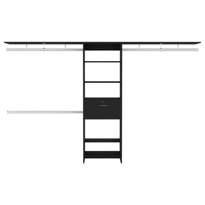 118" Black Bedroom Dresser with Three Shelves & Drawer