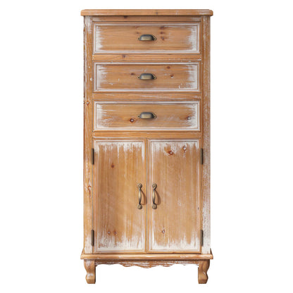 Rustic Wooden Storage Cabinet - 3 Drawers, Natural Wood for Living Room