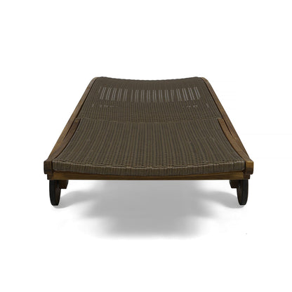 Brown Acacia Wood Chaise Lounge Set - 2 Piece Outdoor Patio Seating