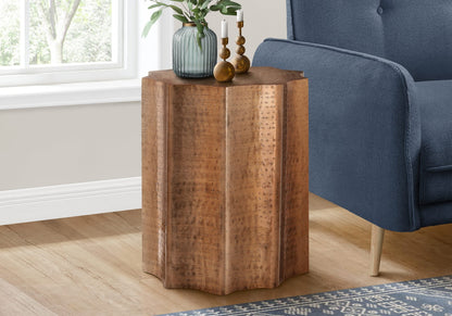22" Copper Metal Drum Table - Boho Accent Table