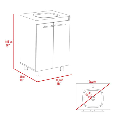 Light Oak Bathroom Vanity Cabinet - 2 Door Storage