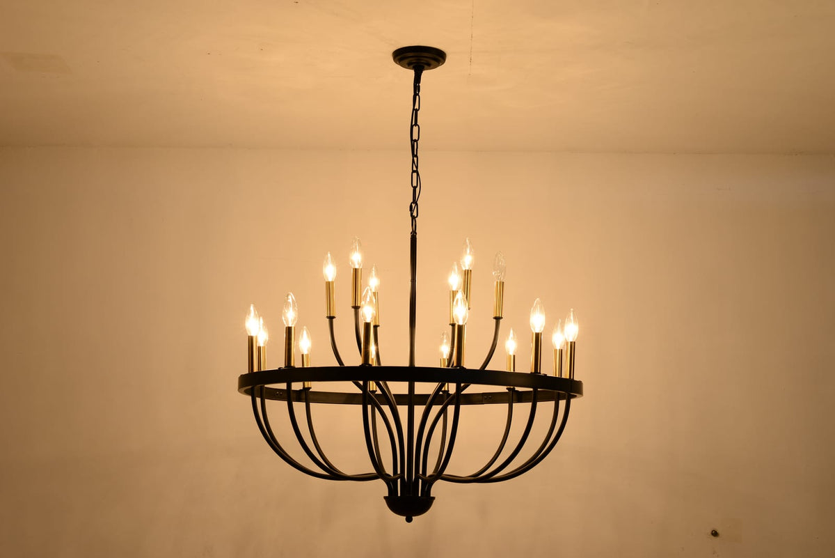 Modern Gold Black Metal Chandelier for Dining Room and Living Area