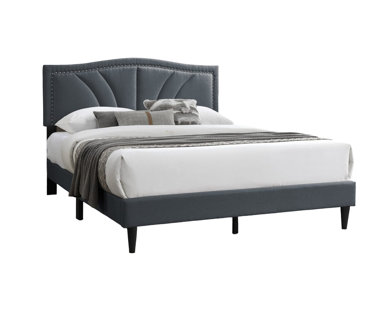Queen Size Charcoal Burlap Headboard Bed Frame for Bedroom