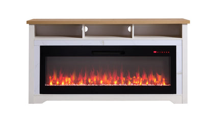 60" Electric Fireplace TV Stand - Cream White