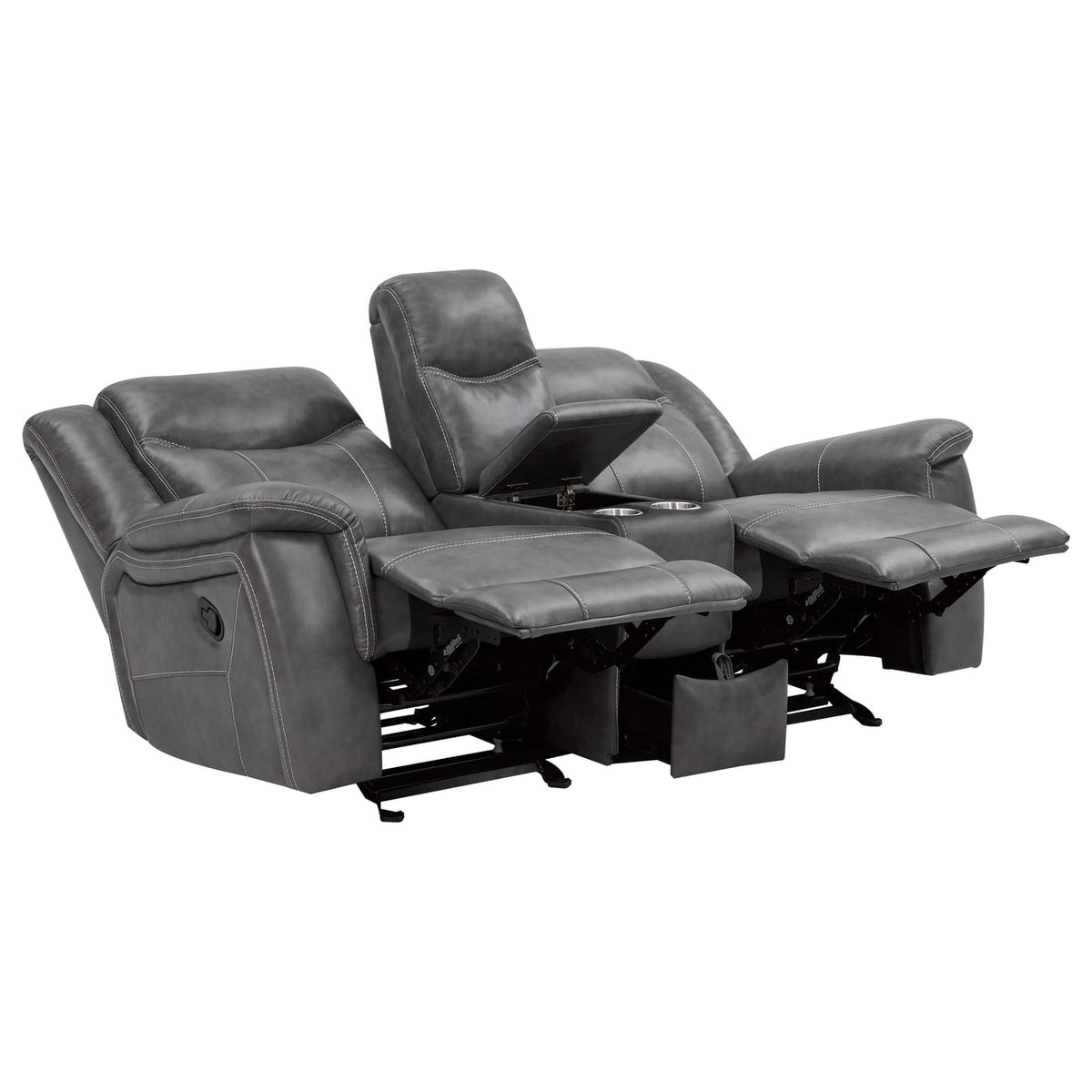 Carmen Cool Grey Motion Loveseat with Storage - Comfortable & Stylish