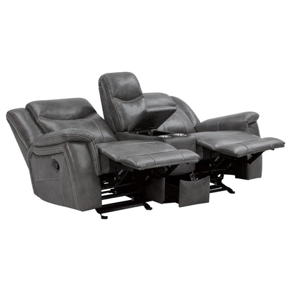 Carmen Cool Grey Motion Loveseat with Storage - Comfortable & Stylish