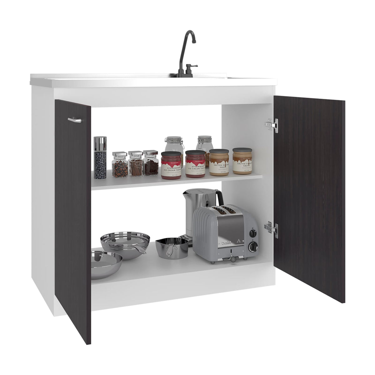 Black & White Print Utility Sink with Cabinet - Kitchen Sink for Dining Room