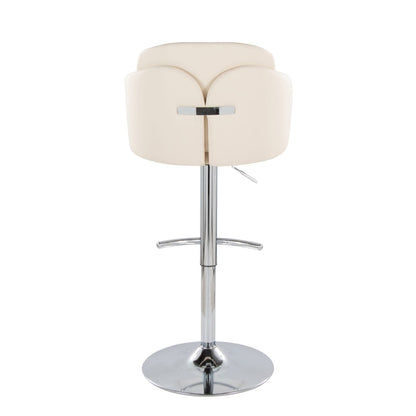Cream Faux Leather Adjustable Barstools - Set of 2