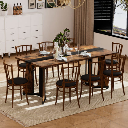 Rustic Brown Black Dining Table for Kitchen Storage and Dining Room