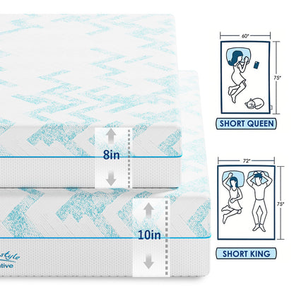 Short Queen Memory Foam Mattress - 8 Inch White for Bedroom