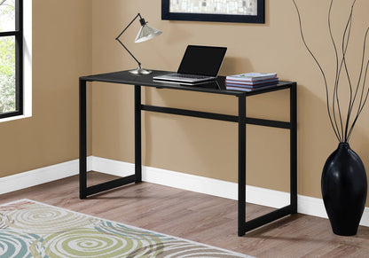 Computer Desk, Black Tempered Glass - 48"L Workstation