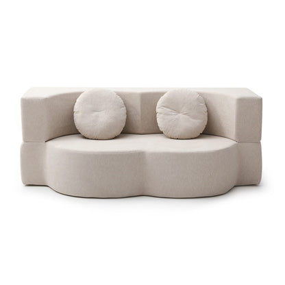 Khaki 2-Seat Folding Sofa Bed - Sleeper Couch for Living Room