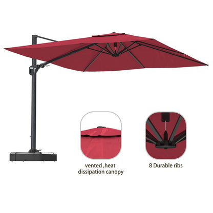 11FT Square Patio Umbrella - Red, Weather-Ready Shade