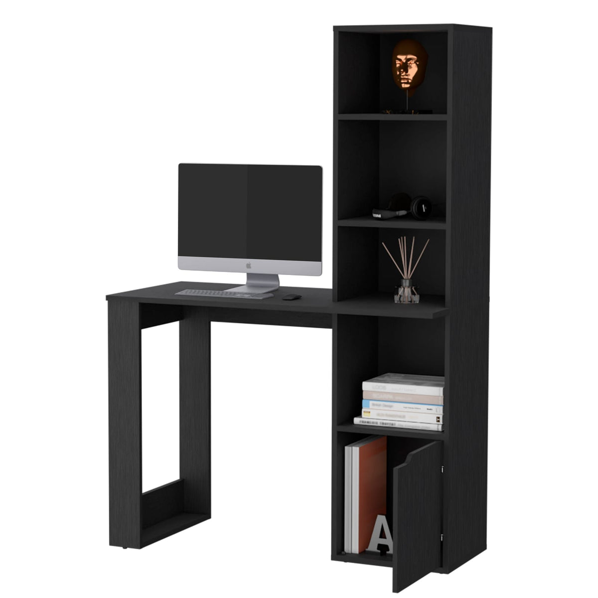 Wenge Computer Desk with Bookcase & Storage