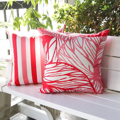 Leaf Vein - Outdoor & Indoor Set of 2 Pillow Covers, Red Polyester
