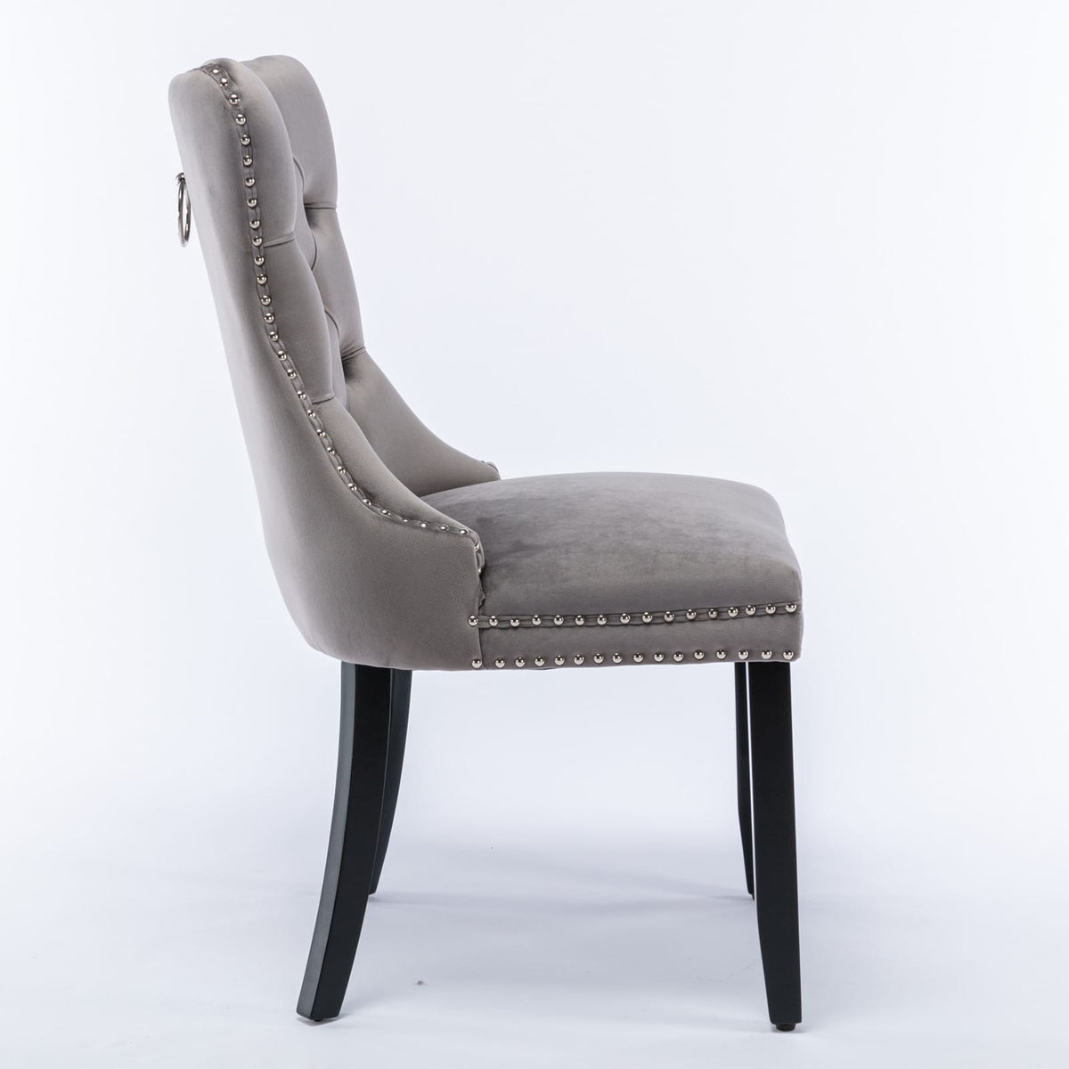 Gray Velvet Dining Chairs - Set of 2 Modern Upholstered Chairs