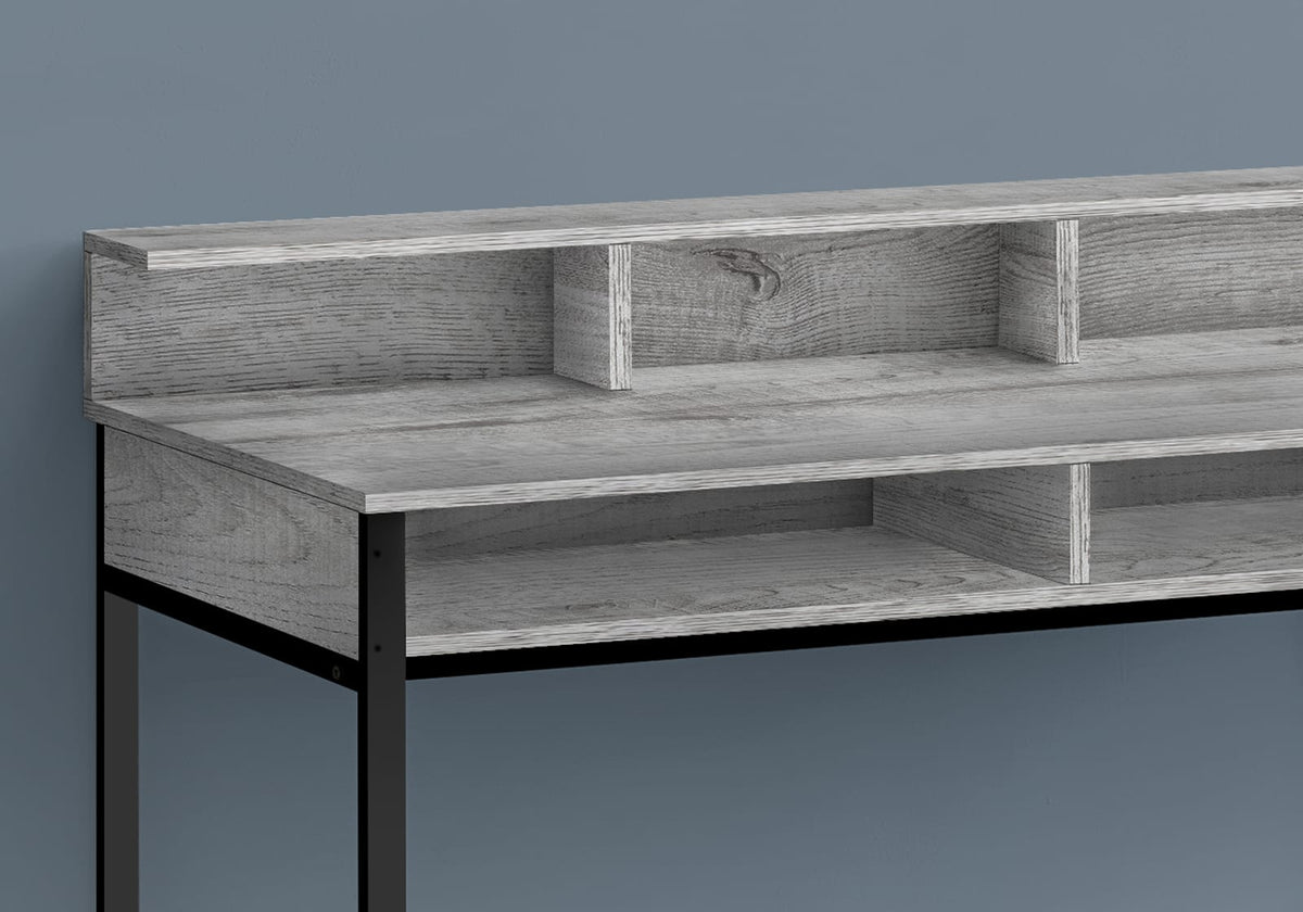 Grey Metal Computer Desk with Storage Shelves for Home Office