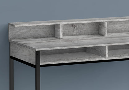 Grey Metal Computer Desk with Storage Shelves for Home Office