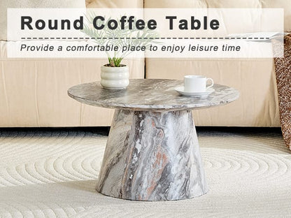 Grey Round MDF Dining Table 23.6in Diameter for Kitchen Storage