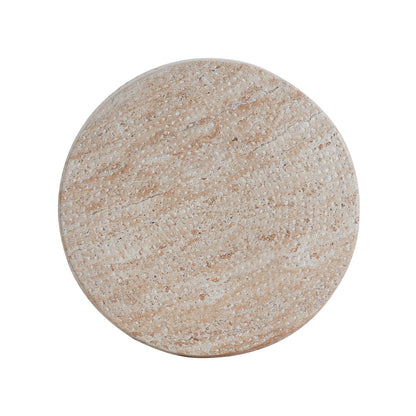 Beige Concrete Side Table - 14.25" Outdoor Patio Table