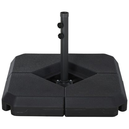 Outsunny 4-Piece Patio Umbrella Base - Steel & Sand/Water Filled, Black