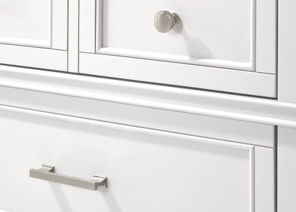 White 5 Drawer Chest - Solid Wood MDF Dresser for Bedroom