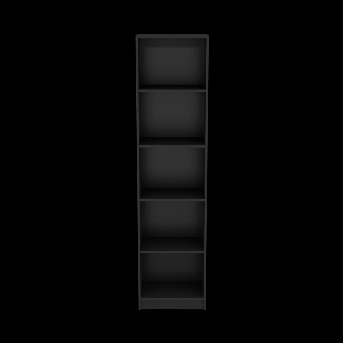 Compact Black Bookcase - 5 Shelves Storage Cabinet for Home Office