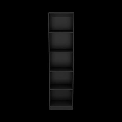 Compact Black Bookcase - 5 Shelves Storage Cabinet for Home Office