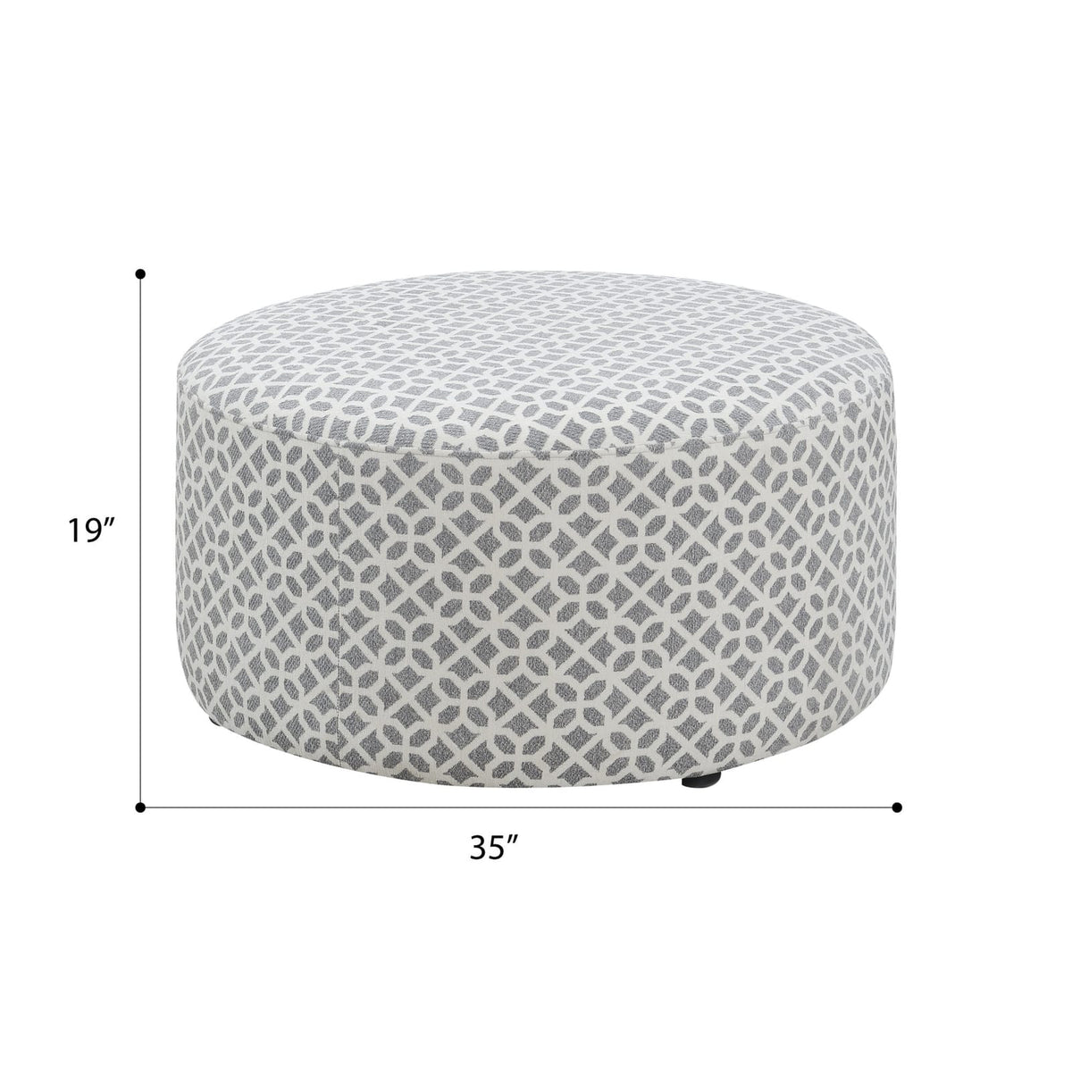 Gray Round Ottoman - 34.8" Storage Footstool