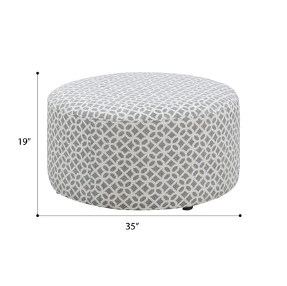 Gray Round Ottoman - 34.8" Storage Footstool