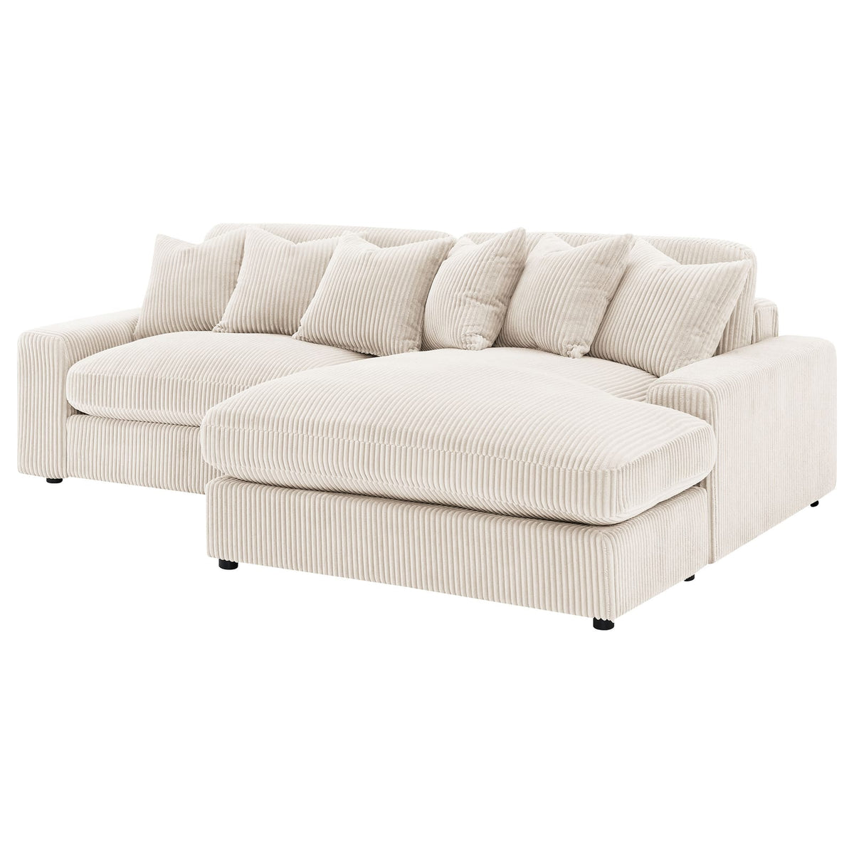 Sand Upholstered L-Shaped Sectional Sofa - 4 Seats