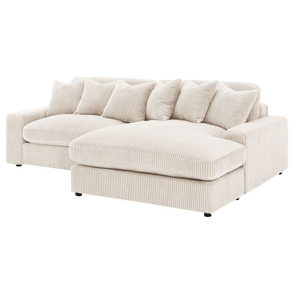 Sand Upholstered L-Shaped Sectional Sofa - 4 Seats