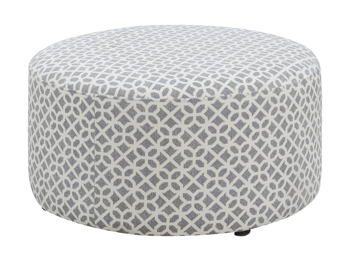 Gray Round Ottoman - 34.8" Storage Footstool