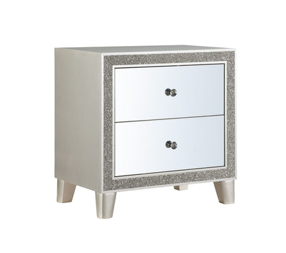 Sliverfluff Mirrored & Champagne Finish Nightstand - Storage & Style