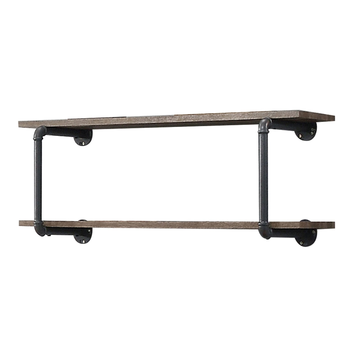 Antique Oak & Grey 2-Tier Wall Shelf - Industrial Style for Living Room