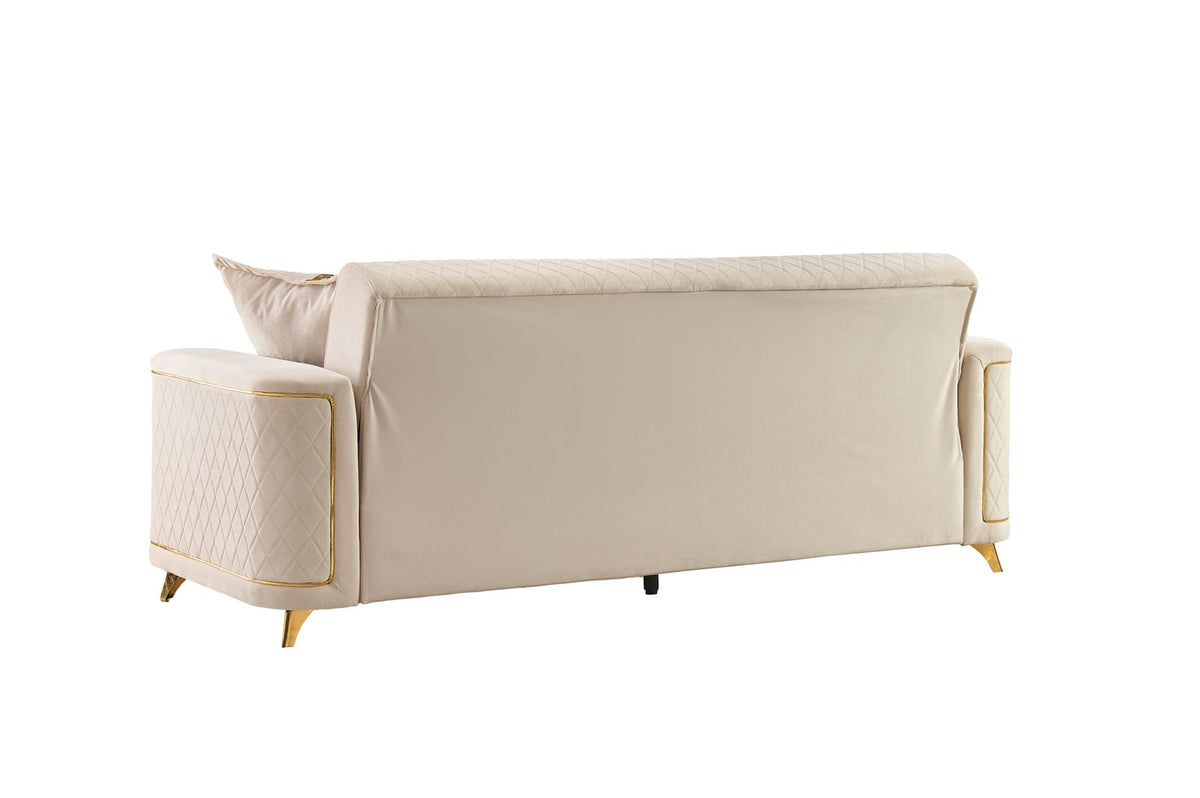 Ivory Polyester Sofa - 88" Modern Sofa
