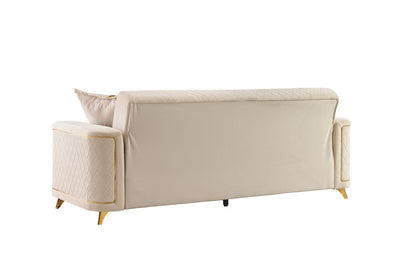 Ivory Polyester Sofa - 88" Modern Sofa