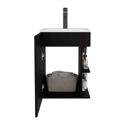 Natural Oak 2-Shelf Vanity Cabinet - Compact Storage for Bathroom