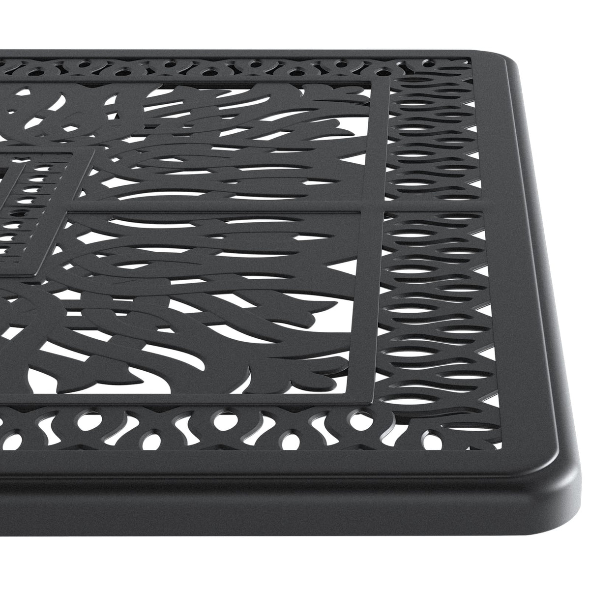 Black Cast Aluminum Patio Dining Table - 58.27" x 34.65"