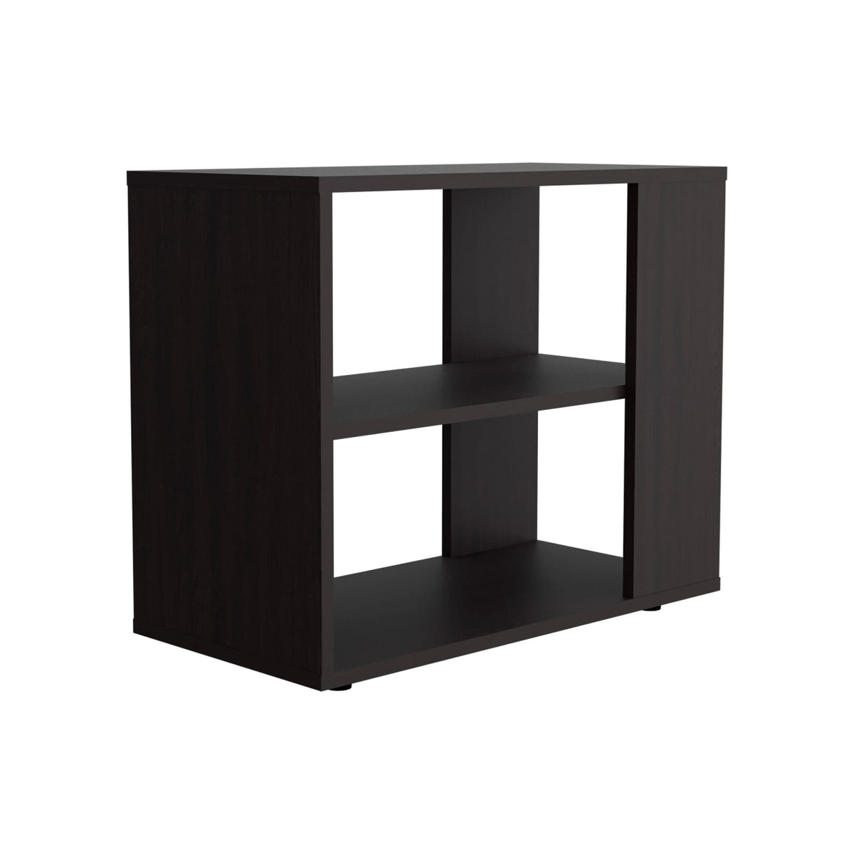 Black Engineered Wood Side Table - 2 Shelves for Living Room