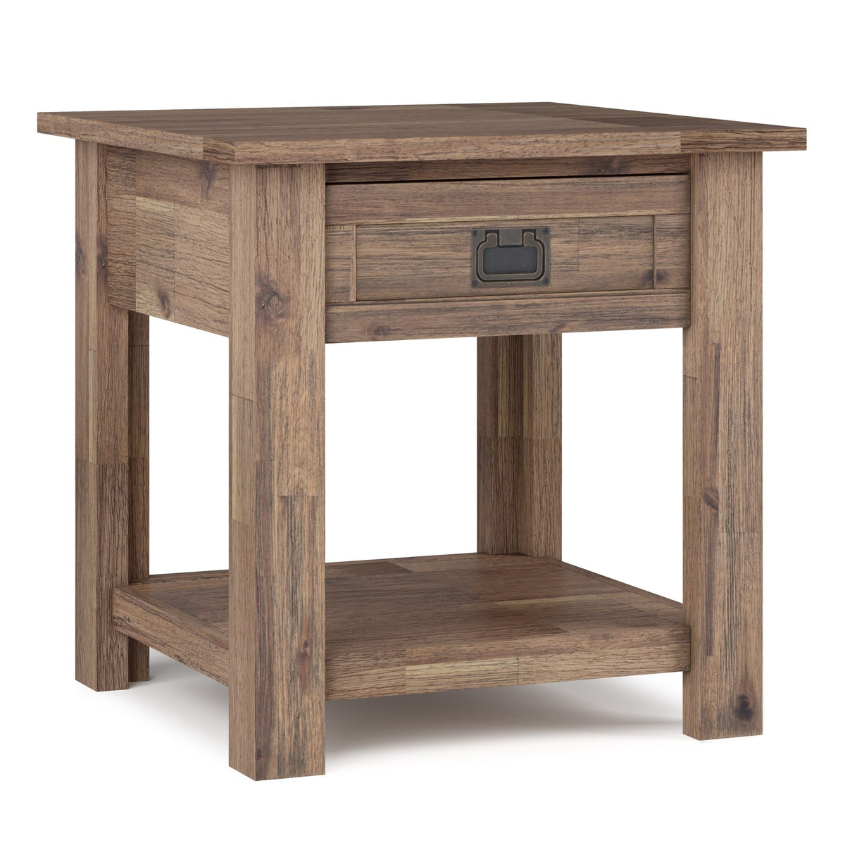 Light Brown Wood End Table - 22" Square Storage Table