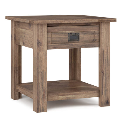 Light Brown Wood End Table - 22" Square Storage Table