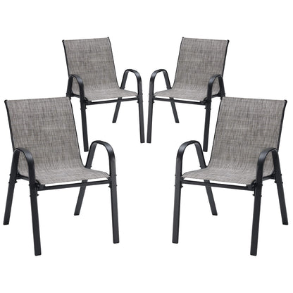 Grey Metal Stackable Patio Chairs - Set of 4