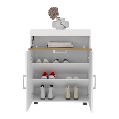 Moab Shoe Rack - White/Macadamia Multi-Tier Storage Cabinet for Living Room