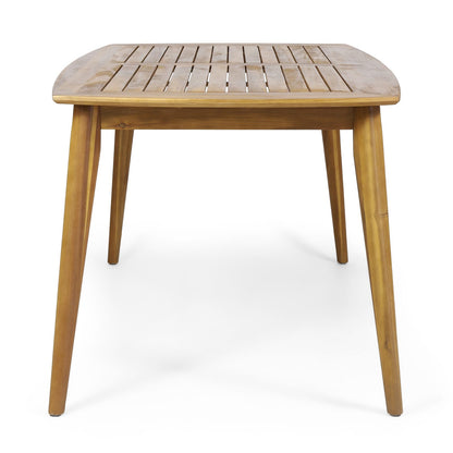 Outdoor Acacia Wood Dining Table - Teak Finish, 71" Diameter