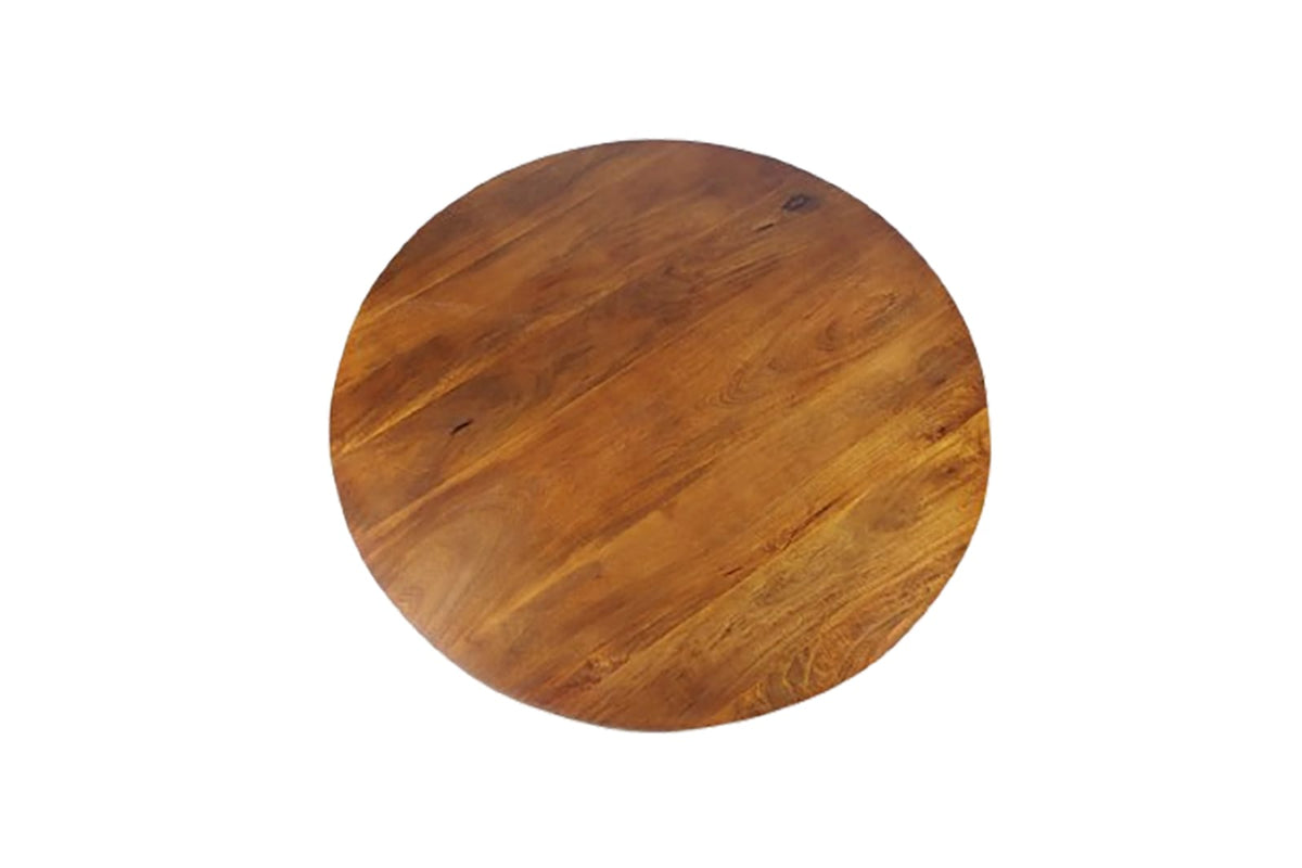 Brown Mango Wood Round Coffee Table - 47" Diameter for Living Room