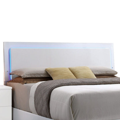 White Queen Bed with LED Light Headboard - Modern Bedroom Furniture